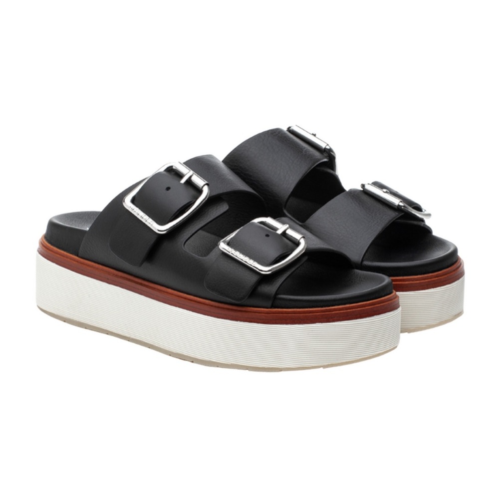 NWT J/SLIDES BOWIE Black Leather Sandal